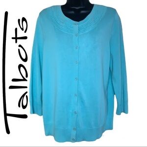 Talbots Blue Knitted Cardigan/Sweater Size L